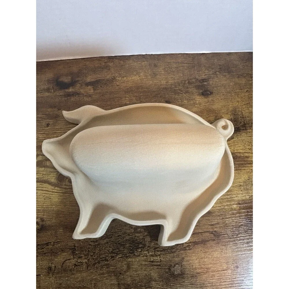 Haeger NaturalStone Pig Bacon Cooker Stoneware Microwave USA Original Box Manual
